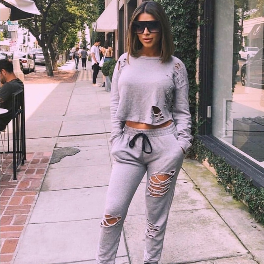 Distressed Loungewear Set